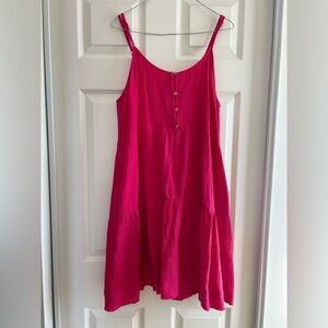 ee:some pink gauze style spaghetti strap dress with button detail and pockets